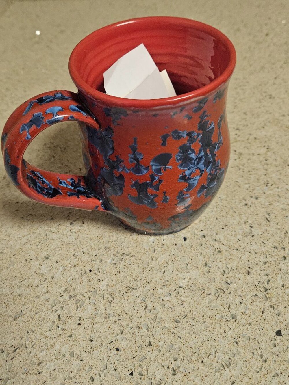 Handmade Uwharrie Crystal Pottery Red Tea/Coffee Mug - Seagrove Pottery